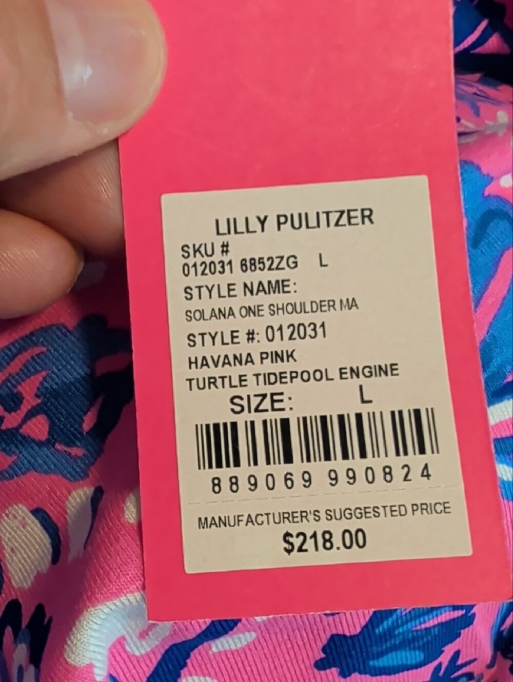 Lilly Pulitzer Solana One Shoulder in Havana Pink Turtle Tidepool - Picture 4 of 4